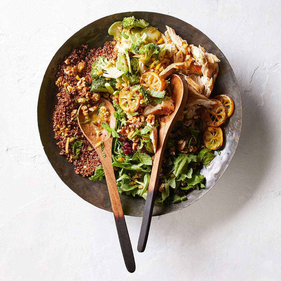 Quinoa, Chicken & Broccoli Salad with Roasted Lemon Dressing