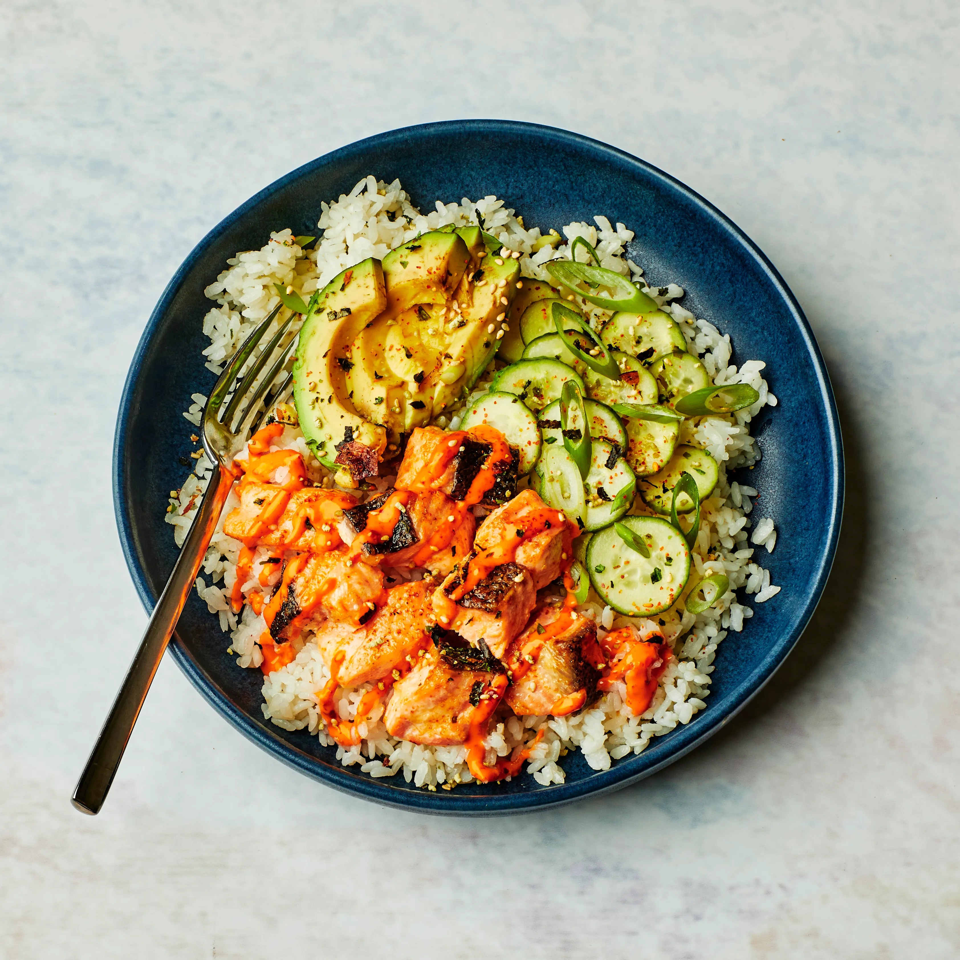 Spicy Salmon Bowls with Coconut Rice